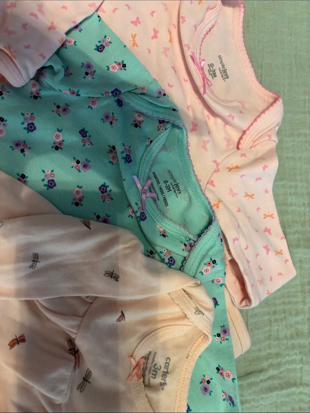 Carter's Baby Girl Long-Sleeve Sleep Gowns in Pink, Mint & Peach - Picture 2 of 3